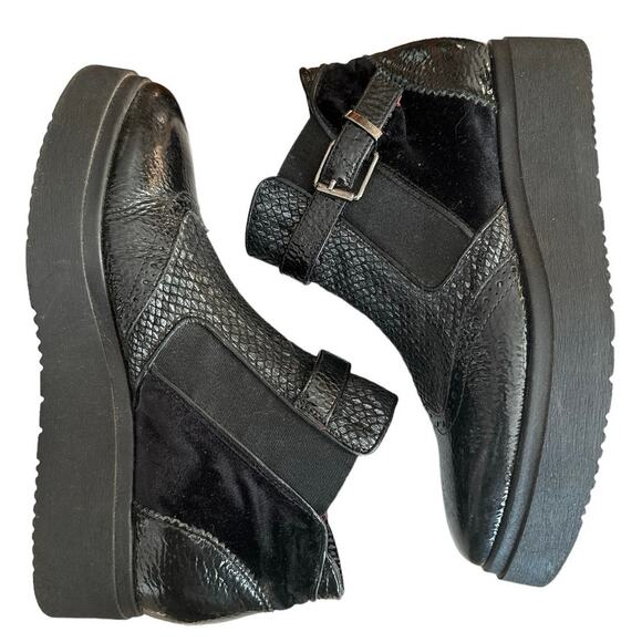 2010s Donna Piu Italian Black Leather Platform Ankle Boots Size 40 - Picture 5 of 16